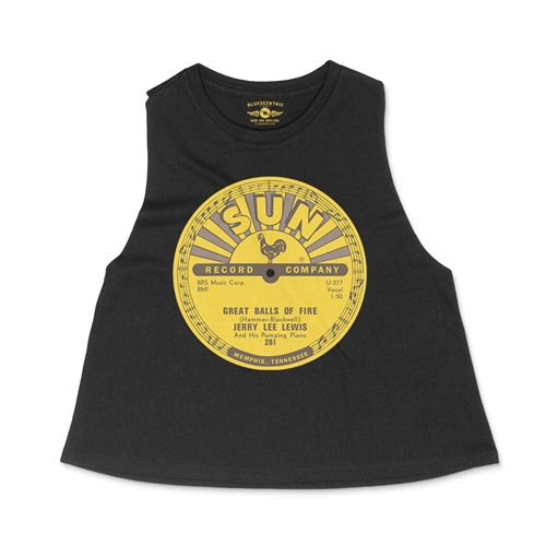 Sun Records Jerry Lee Lewis Great Balls of Fire Racerback Crop Top - Women