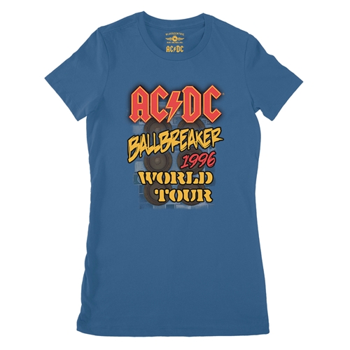 AC/DC Ballbreaker World Tour Ladies T Shirt - Relaxed Fit - ladiesblue