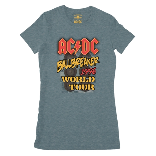 AC/DC Ballbreaker World Tour Ladies T Shirt - Relaxed Fit - ladiesheatherdeepteal
