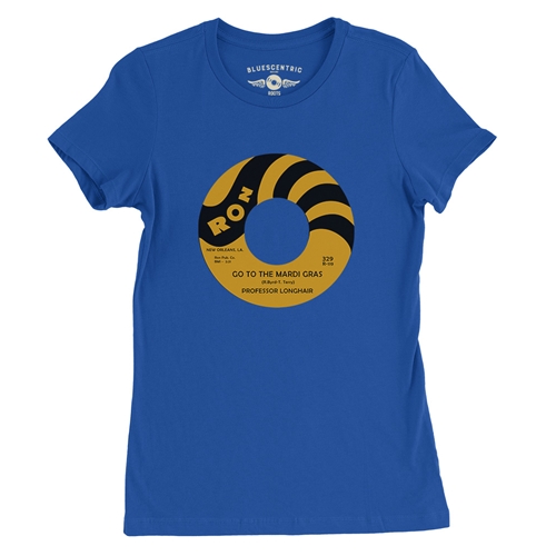 Professor Longhair Mardi Gras Album Ladies T Shirt - ladiesblue