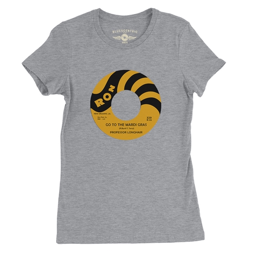 Professor Longhair Mardi Gras Album Ladies T Shirt - ladiesheathergrey