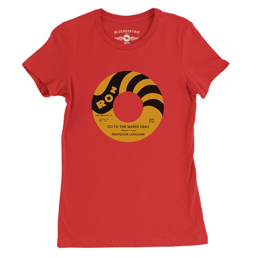 Professor Longhair Mardi Gras Album Ladies T Shirt - ladiesred