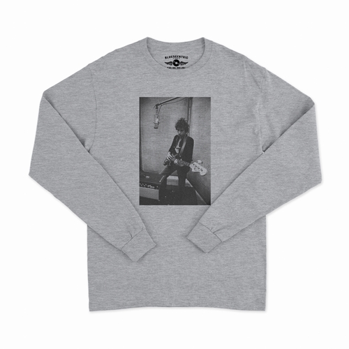 Bob Dylan Bass Guitar Long Sleeve T-Shirt - longsleeveathleticheather