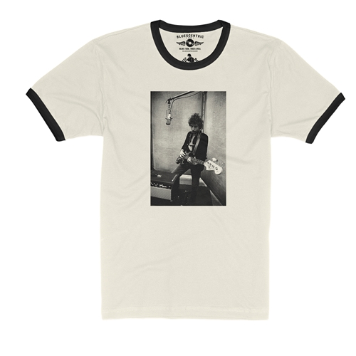 Bob Dylan Bass Guitar Ringer T-Shirt - ringernaturalblacktrim