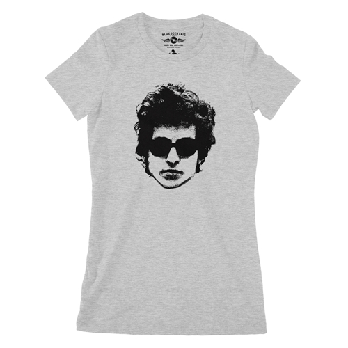 Bob Dylan Headshot Ladies T Shirt - Relaxed Fit - ladiesathleticheather