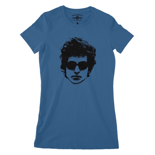 Bob Dylan Headshot Ladies T Shirt - Relaxed Fit - ladiesblue