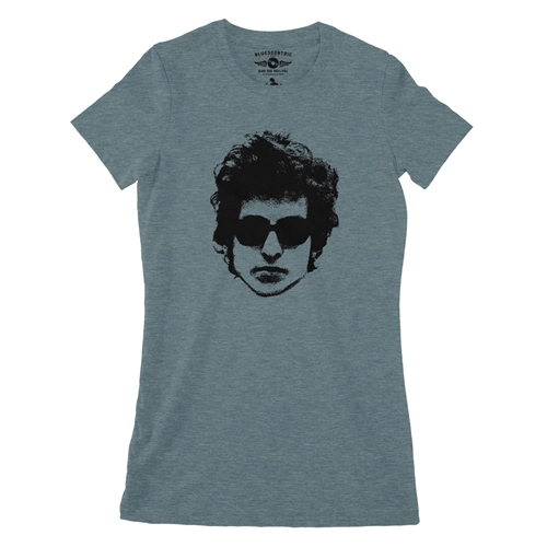 Bob Dylan Headshot Ladies T Shirt - Relaxed Fit - ladiesheatherdeepteal