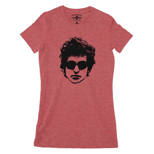 Bob Dylan Headshot Ladies T Shirt - Relaxed Fit - ladiesheatherred