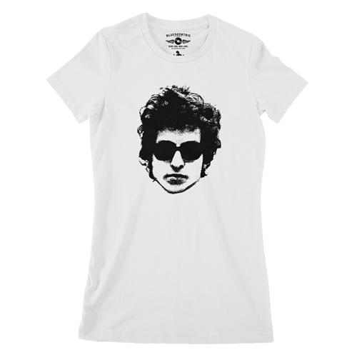 Bob Dylan Headshot Ladies T Shirt - Relaxed Fit - ladieswhite