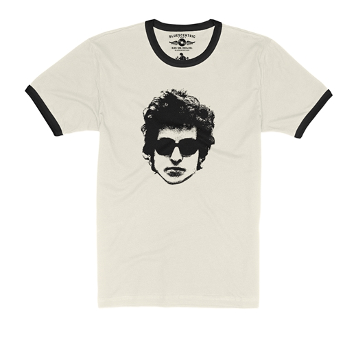 Bob Dylan Headshot Ringer T-Shirt - ringernaturalblacktrim