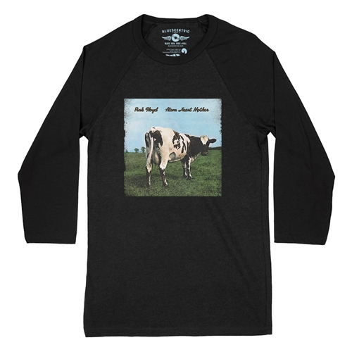 Pink Floyd Atom Heart Mother Album Cover Baseball T-Shirt - raglanblackblacksleeve