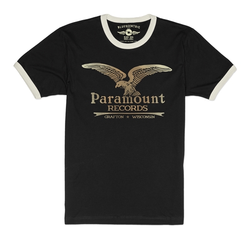 Paramount Records Logo Ringer T-Shirt - ringerblackcreamtrim