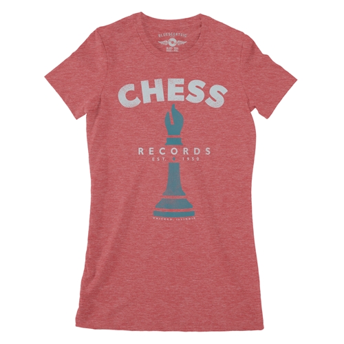 Chess Records Chicago Blues Ladies T Shirt - Relaxed Fit - ladiesheatherred