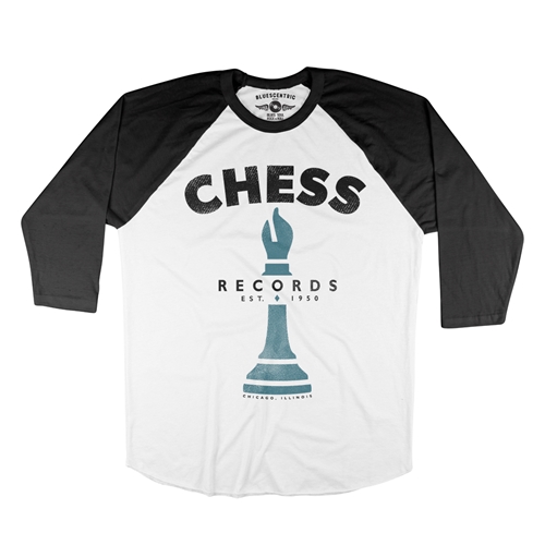 Chess Records Chicago Blues Baseball T-Shirt - raglanwhiteblacksleeve