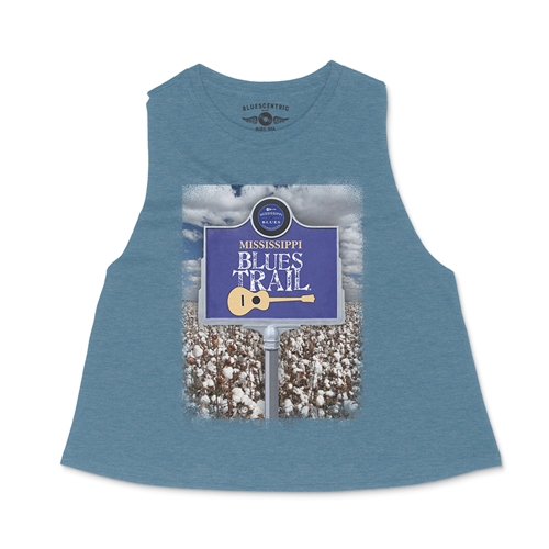 Mississippi Blues Trail Cotton Photo Racerback Crop Top - Women