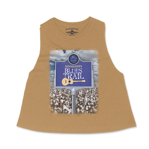 Mississippi Blues Trail Cotton Photo Racerback Crop Top - Women
