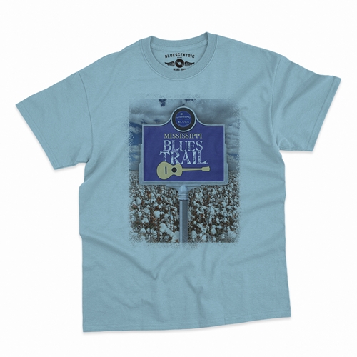 Mississippi Blues Trail Cotton Photo T-Shirt - Classic Heavy Cotton - classiclightblue