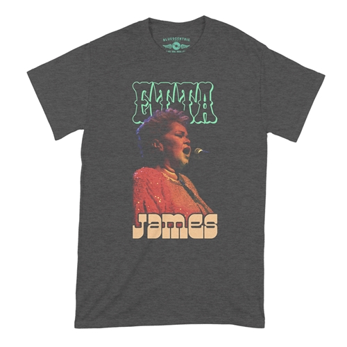 Etta James Red Sequin T-Shirt - Classic Heavy Cotton - classicheathergrey