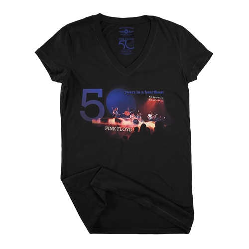 Pink Floyd 50 Years in a Heartbeat V-Neck T Shirt - Women