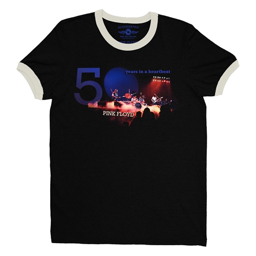 Pink Floyd 50 Years in a Heartbeat Ringer T-Shirt - ringerblackcreamtrim
