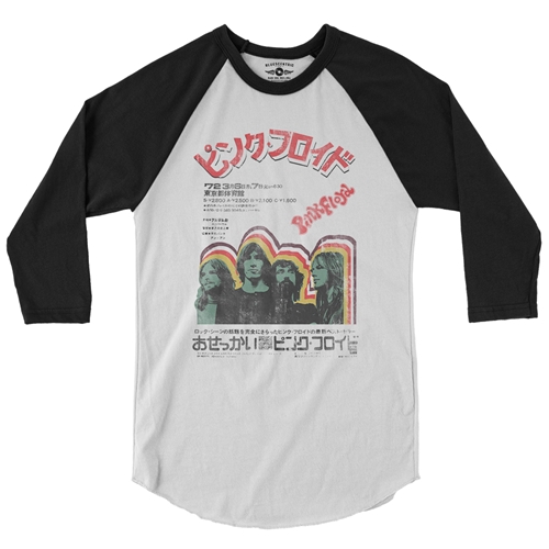 Pink Floyd Japan Vintage Concert Baseball T-Shirt - raglanwhiteblacksleeve