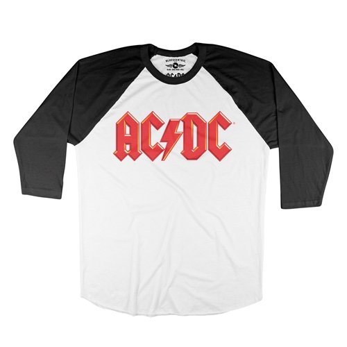 Red AC/DC Logo Baseball T-Shirt - raglanwhiteblacksleeve