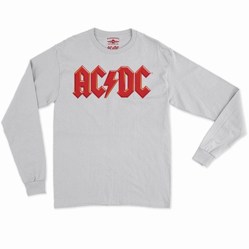 Red AC/DC Logo Long Sleeve T-Shirt - longsleevewhite