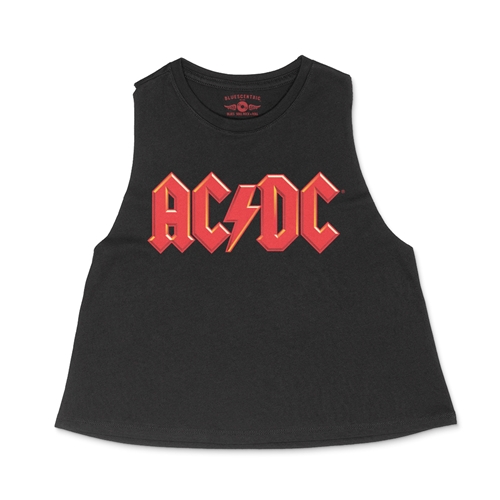 Red AC/DC Logo Racerback Crop Top - Women