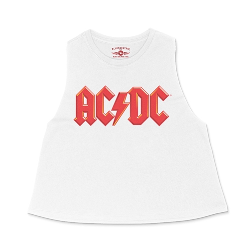 Red AC/DC Logo Racerback Crop Top - Women