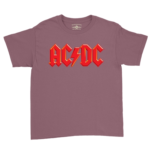 Red AC/DC Logo Youth T-Shirt - Lightweight Vintage Children - youthheathermaroon