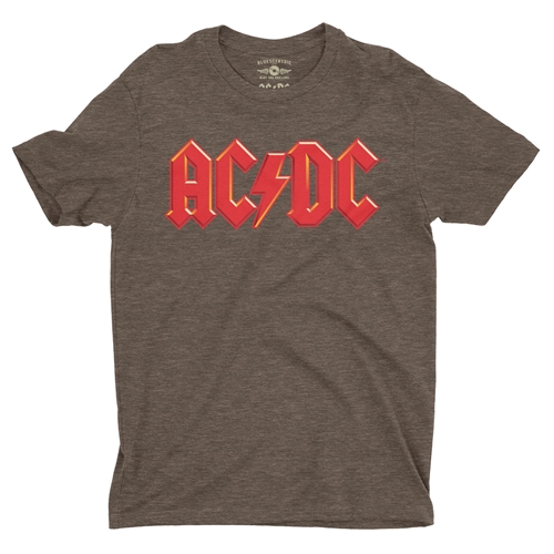 Red AC/DC Logo T-Shirt - Lightweight Vintage Style - vintageheatherbrown