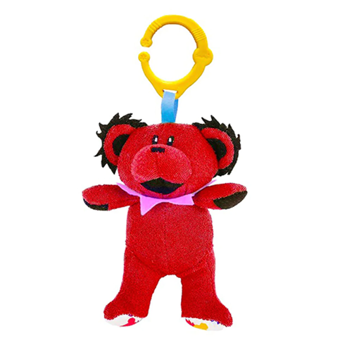 RED Grateful Dead Dancing Bear Soft Plush Rattle Toy