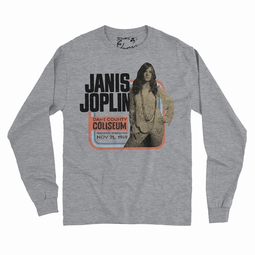 Janis Joplin Vintage Concert Long Sleeve T-Shirt - longsleeveathleticheather