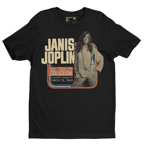 Janis Joplin Vintage Concert T-Shirt - Lightweight Vintage Style - vintageblack