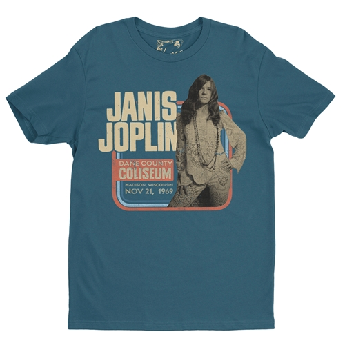 Janis Joplin Vintage Concert T-Shirt - Lightweight Vintage Style - vintagedeepteal