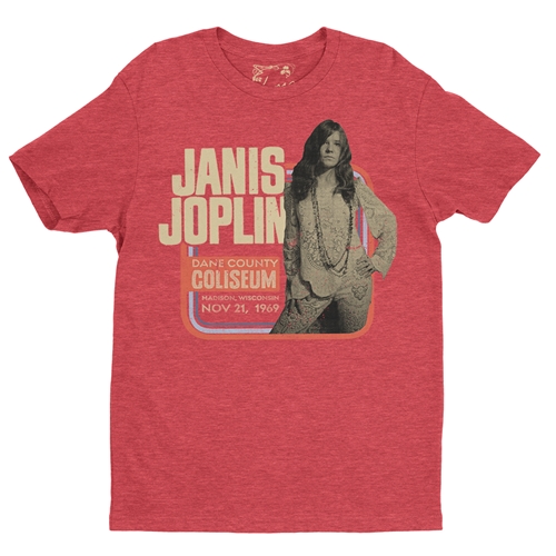 Janis Joplin Vintage Concert T-Shirt - Lightweight Vintage Style - vintageheatherred