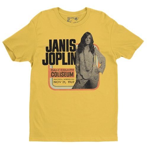 Janis Joplin Vintage Concert T-Shirt - Lightweight Vintage Style - vintagemaizeyellow