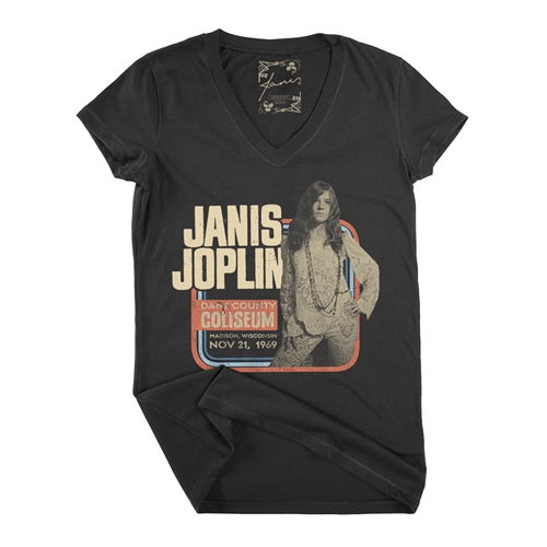 Janis Joplin Vintage Concert V-Neck T Shirt - Women