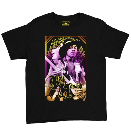 Jimi Hendrix Gold Dust Youth T-Shirt - Lightweight Vintage Children - youthblack