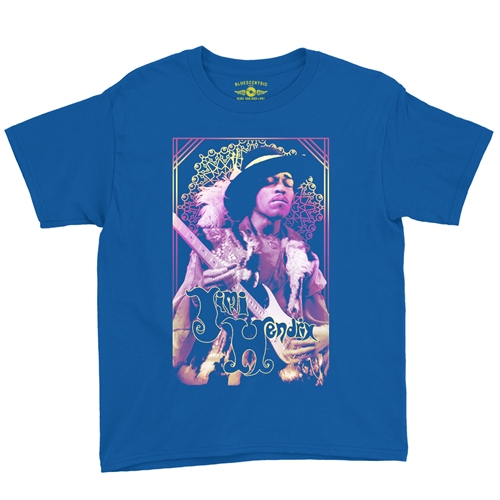 Jimi Hendrix Gold Dust Youth T-Shirt - Lightweight Vintage Children - youthroyalblue