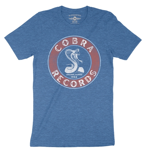 Cobra Records Snake T-Shirt - Lightweight Vintage Style - vintageheatherroyalblue