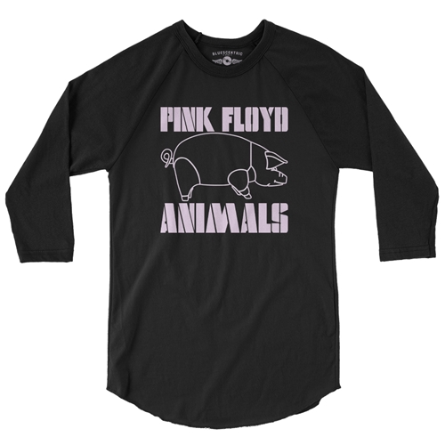 Pink Floyd Animals Baseball T-Shirt - raglanblackblacksleeve