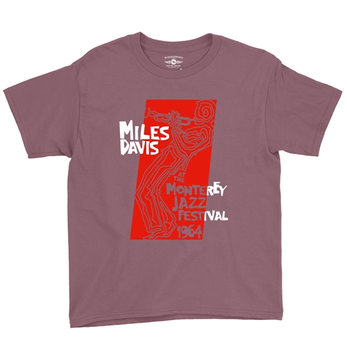 Miles at the Monterey Jazz Fest 1964 Youth T-Shirt - Lightweight Vintage Children - youthheathermaroon