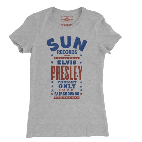 Sun Records Elvis Live at Tupelo Ladies T Shirt - Relaxed Fit - ladiesathleticheather