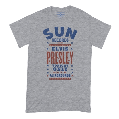 Sun Records Elvis Live at Tupelo T-Shirt - Classic Heavy Cotton - classicheathergrey