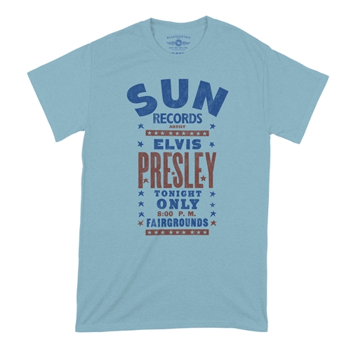 Sun Records Elvis Live at Tupelo T-Shirt - Classic Heavy Cotton - classiclightblue