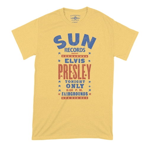 Sun Records Elvis Live at Tupelo T-Shirt - Classic Heavy Cotton - classicyellow