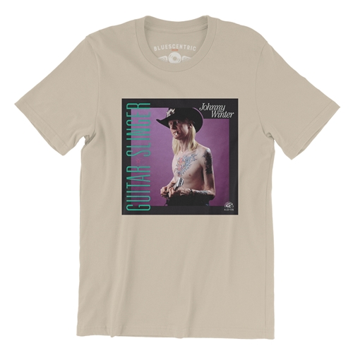 Johnny Winter Guitar Slinger T-Shirt - Classic Heavy Cotton - classicsand