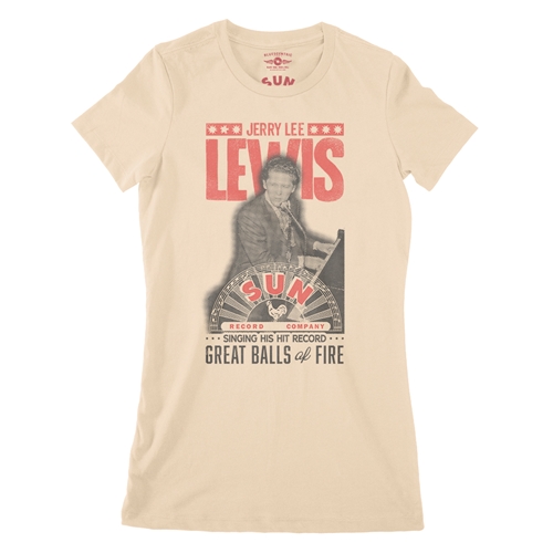 Jerry Lee Lewis x Sun Records Poster Ladies T Shirt - Relaxed Fit - ladiessanddune