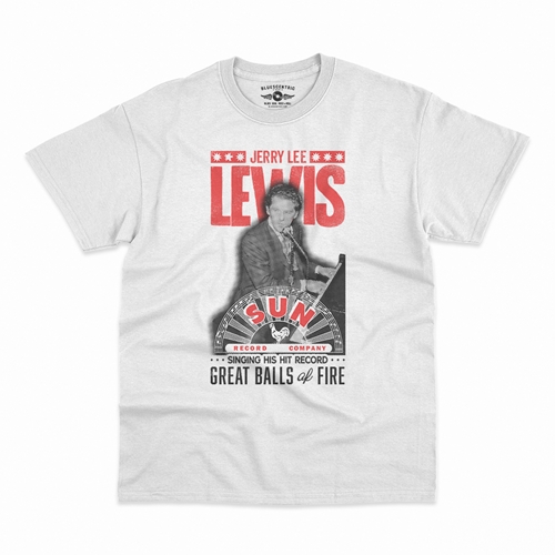 Jerry Lee Lewis x Sun Records Poster T-Shirt - Classic Heavy Cotton - classicwhite
